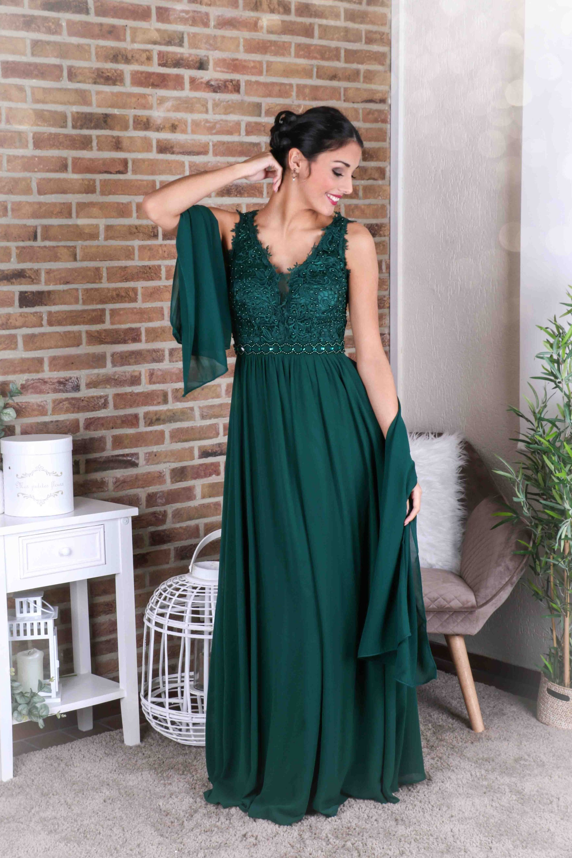 LAETITIA ∣ Long bottle green bridesmaid dress