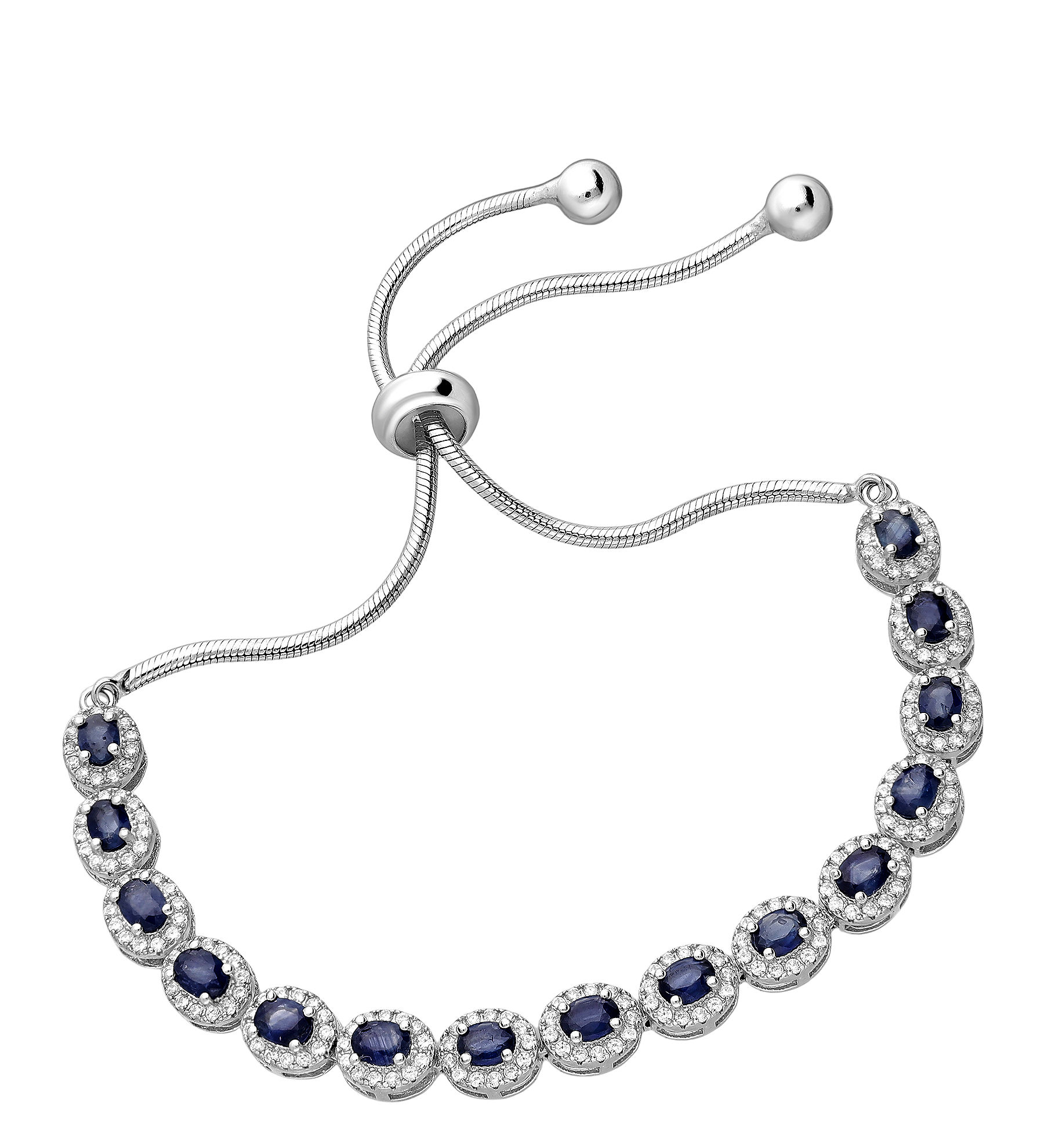Women's bracelet #552 .925 silver - (Fits all) - Blue Sapphire