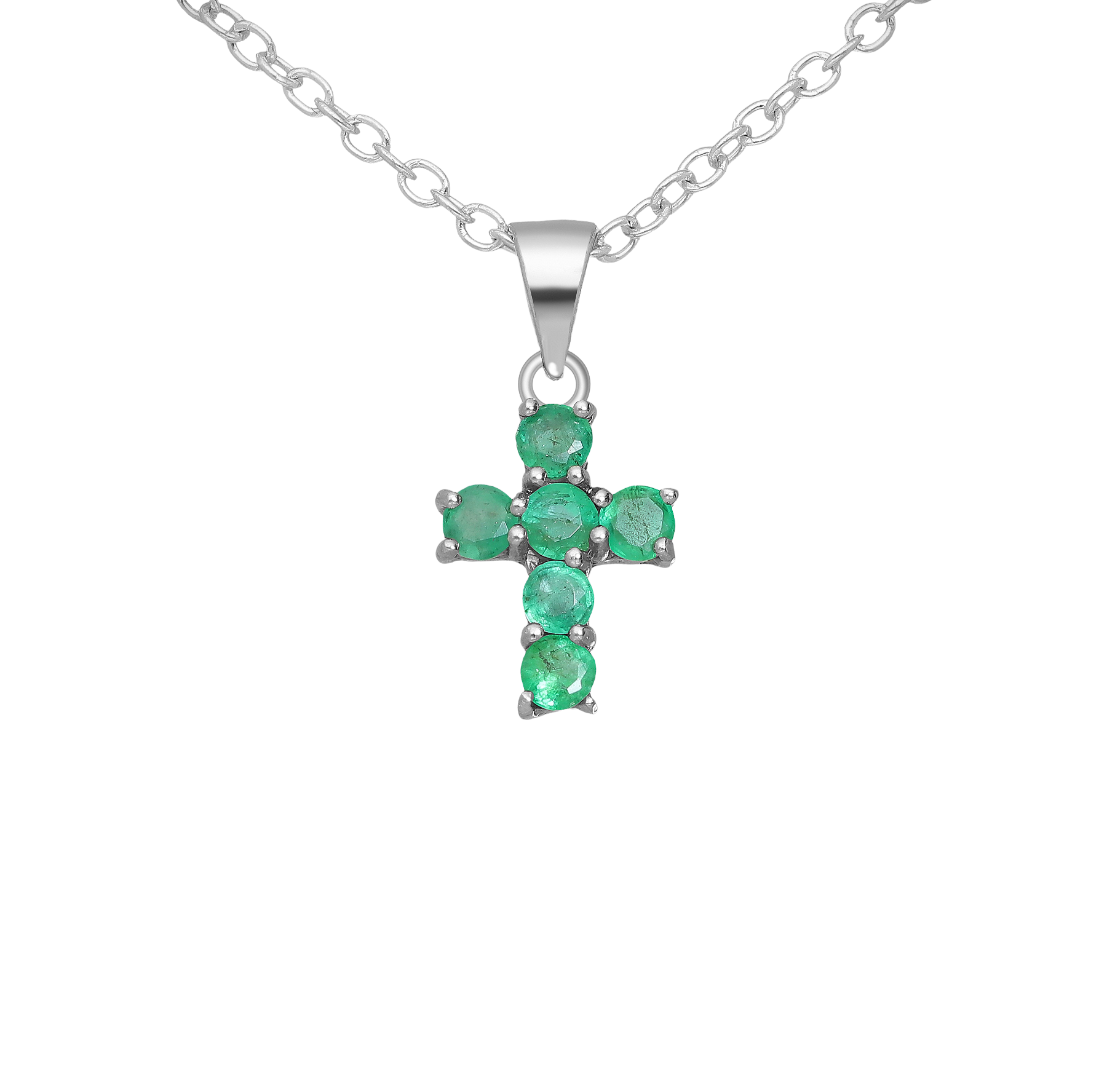 .925 silver gemstone pendant #726 - Emerald
