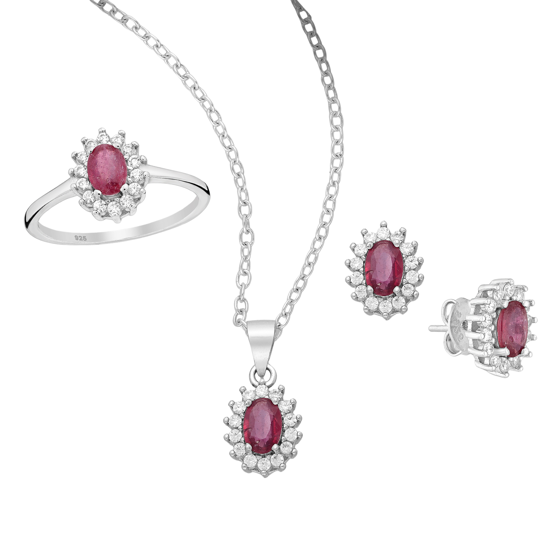 Ruby set #350 - .925 silver (2 pcs/1 pair)