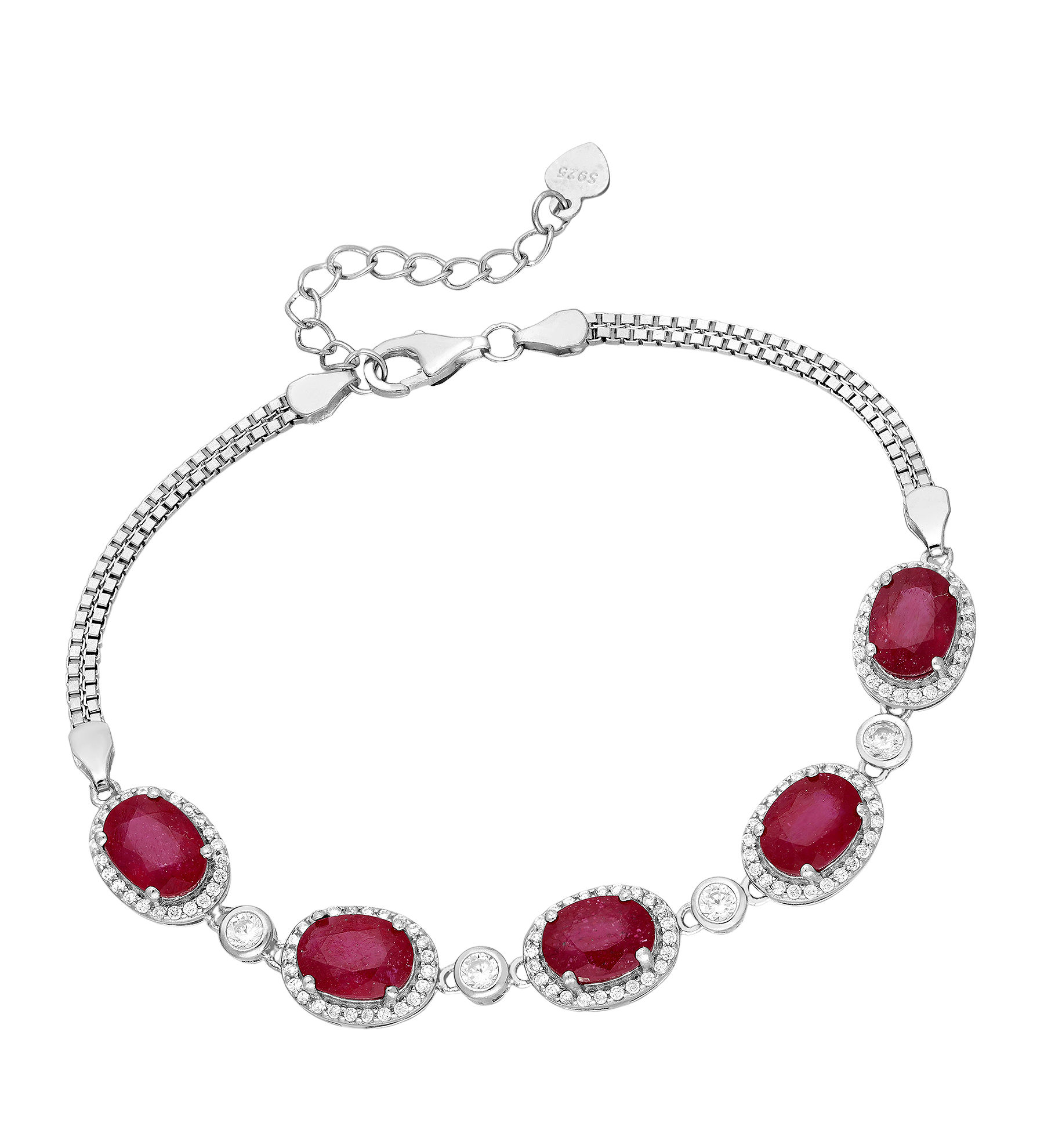 Women's bracelet #551 .925 silver - (Fits all) - Ruby