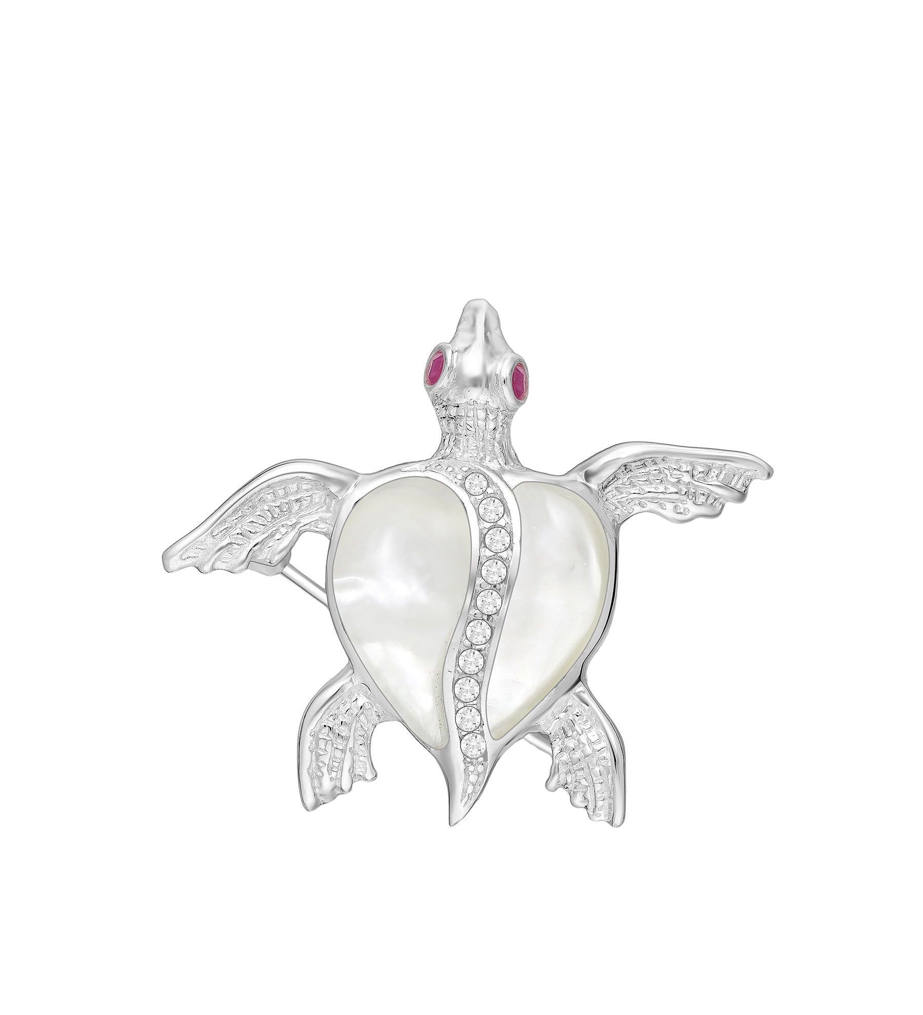 Brooch .925 Silver#2586 - MOP/Ruby