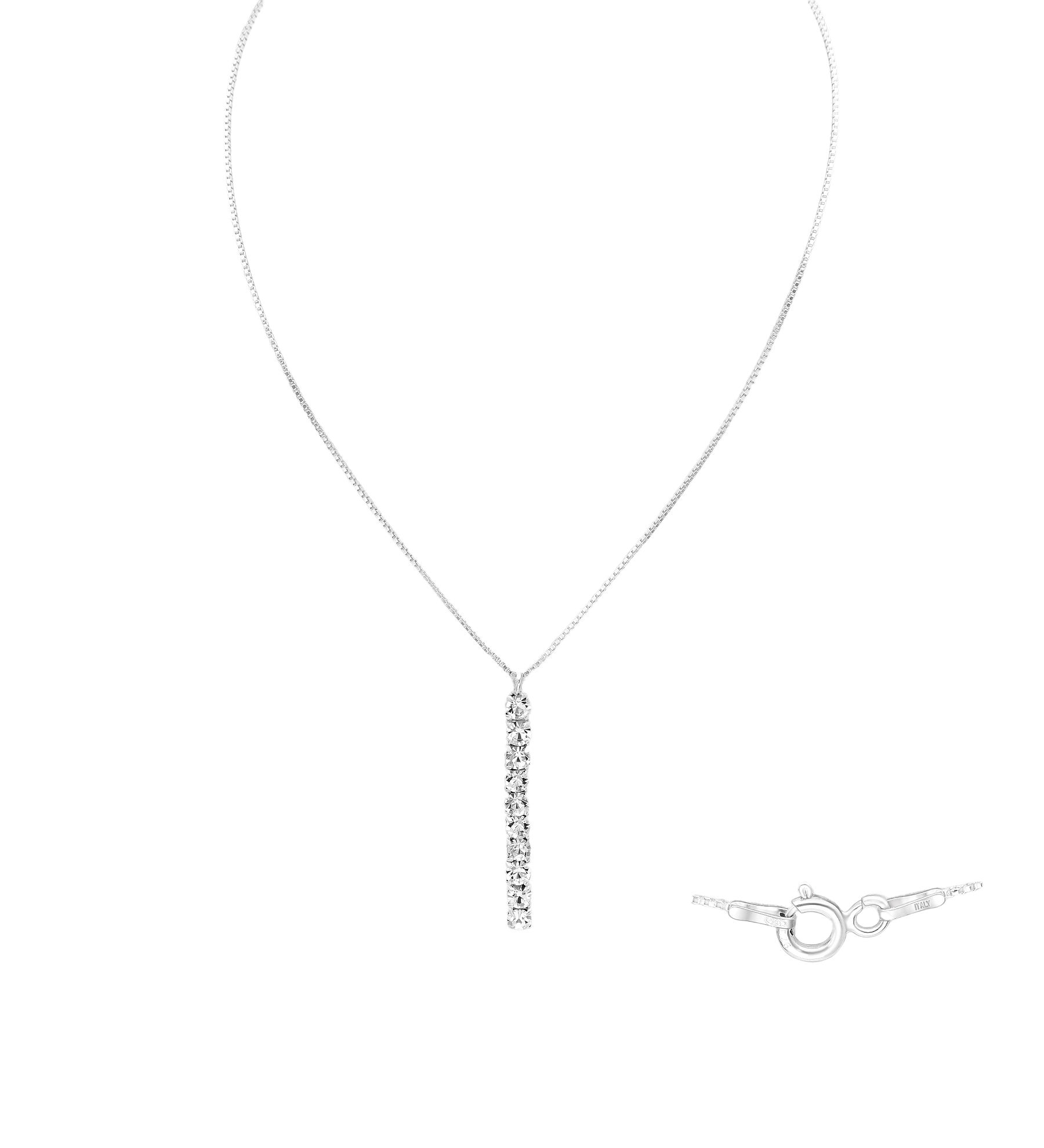 Necklace .925 Silver #375 - Crystal Glass