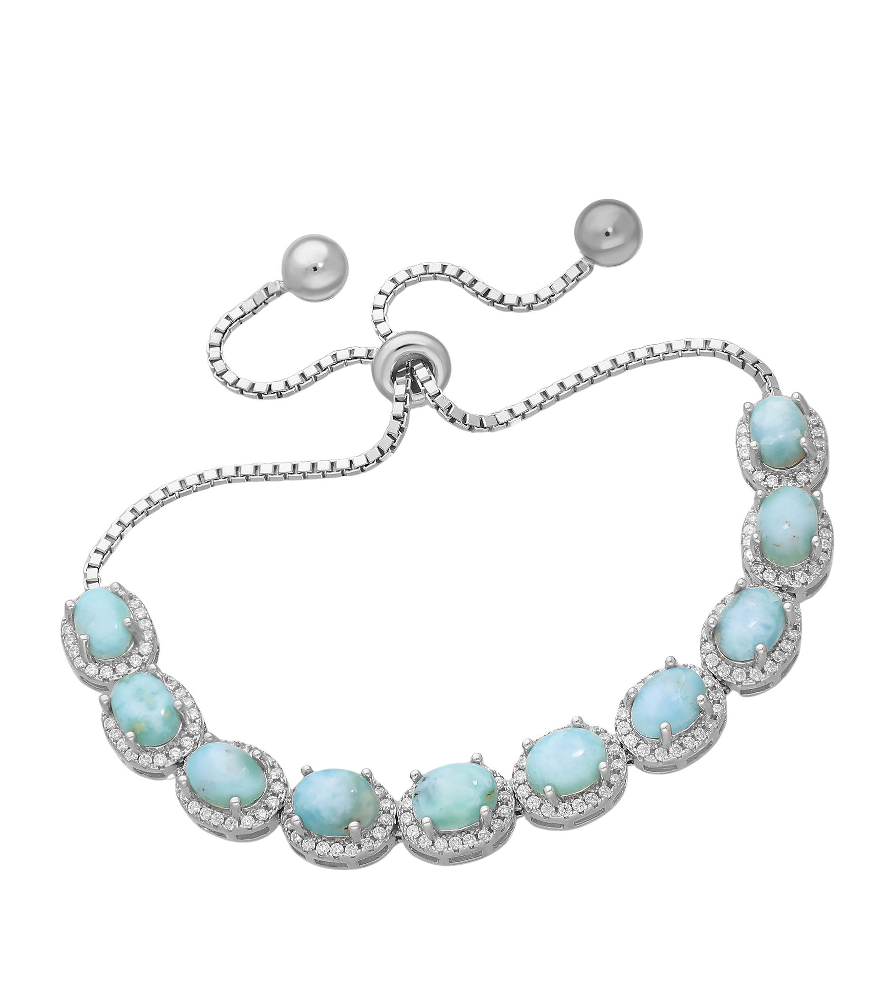 Women's bracelet #546 .925 silver - (Fits all) - Larimar