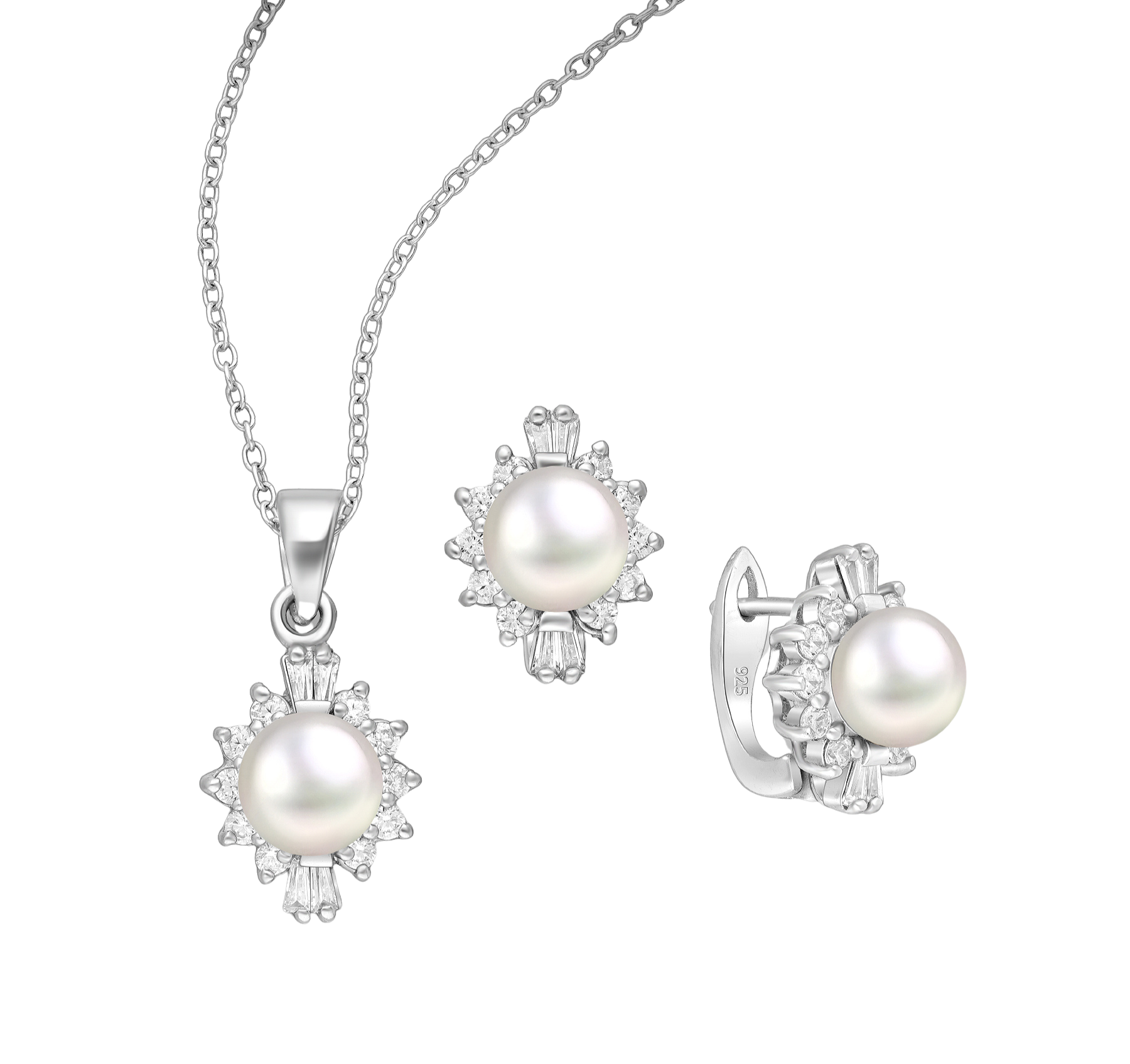Freshwater Pearl set #155 - .925 silver (1 pcs/1 pair)