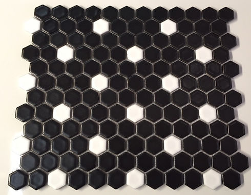 1" Random dots mosaic | Matte glaze white dots/Matte black base