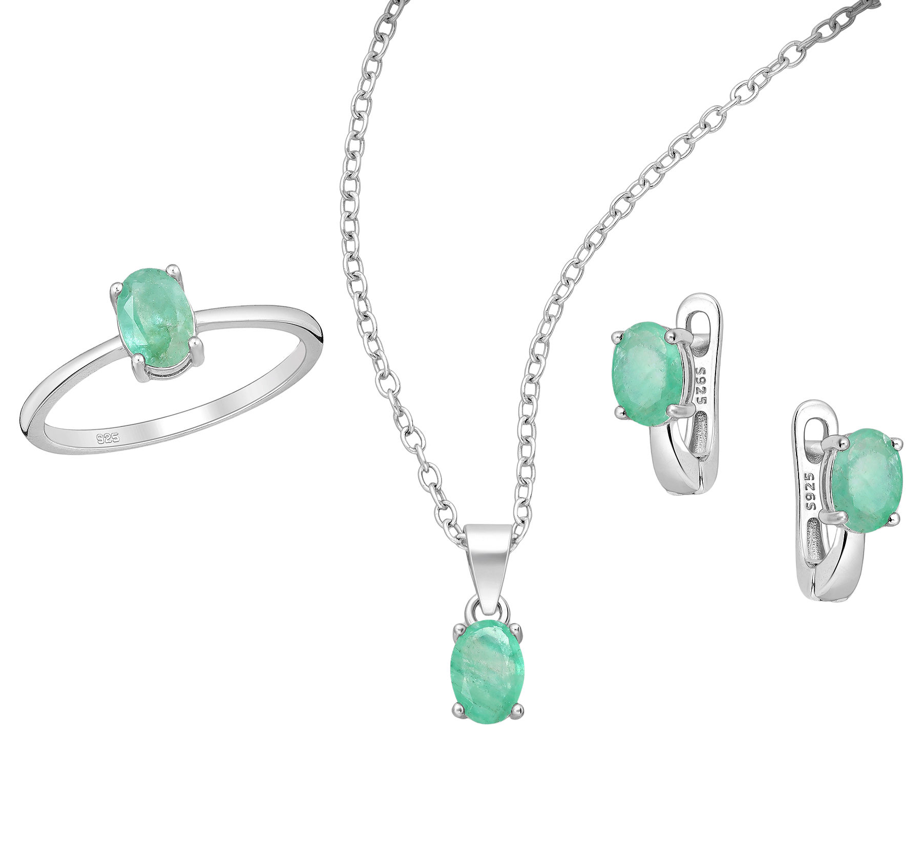Emerald set #5125 - .925 silver