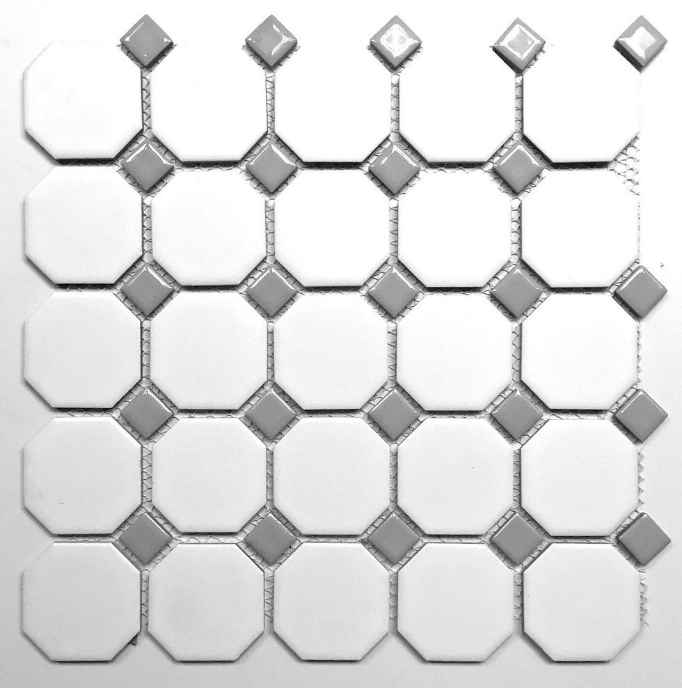 Thumbnail: Gray Dot Octagon Porcelain Mosaic