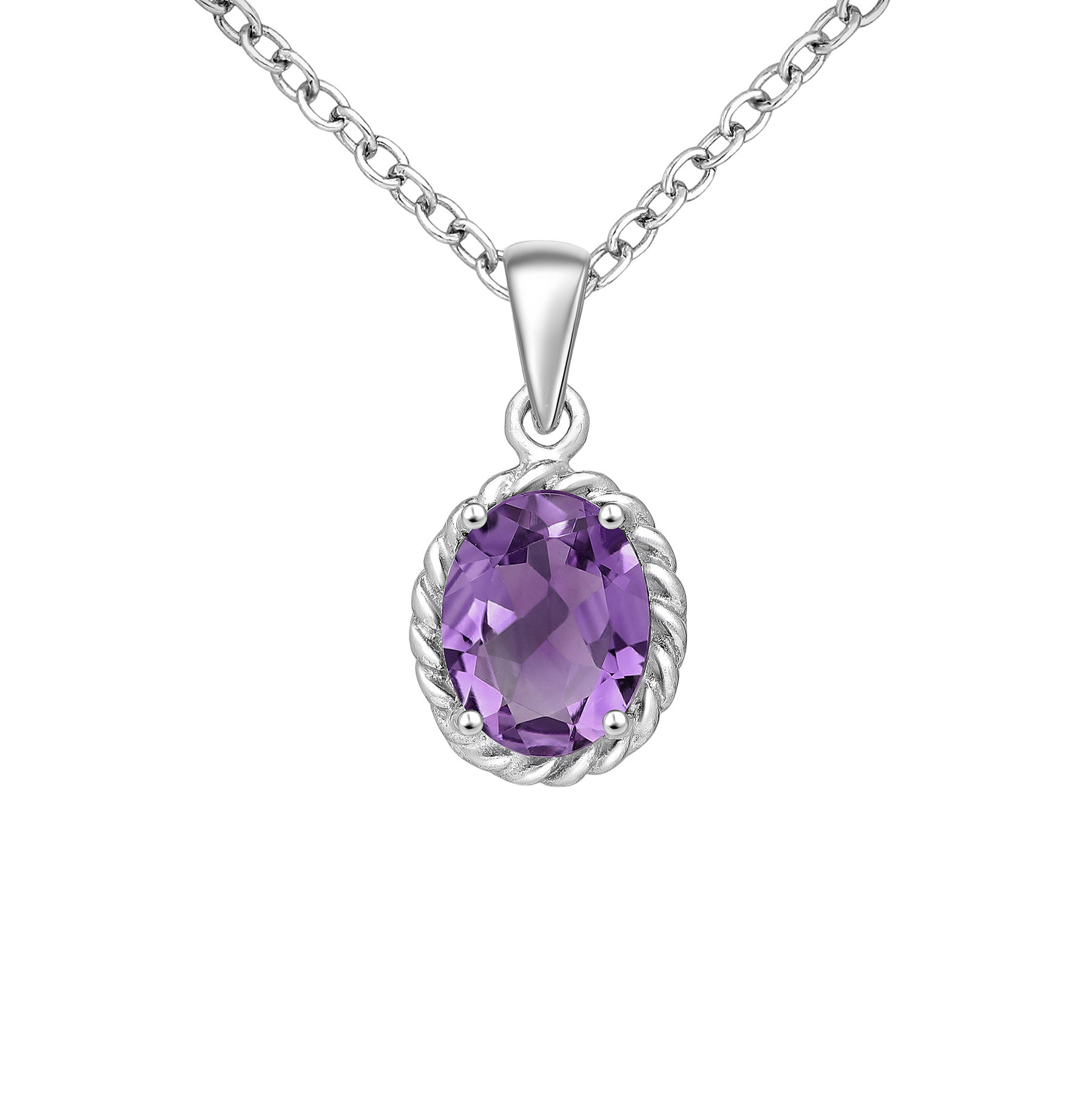.925 silver gemstone pendant #799 - Amethyst