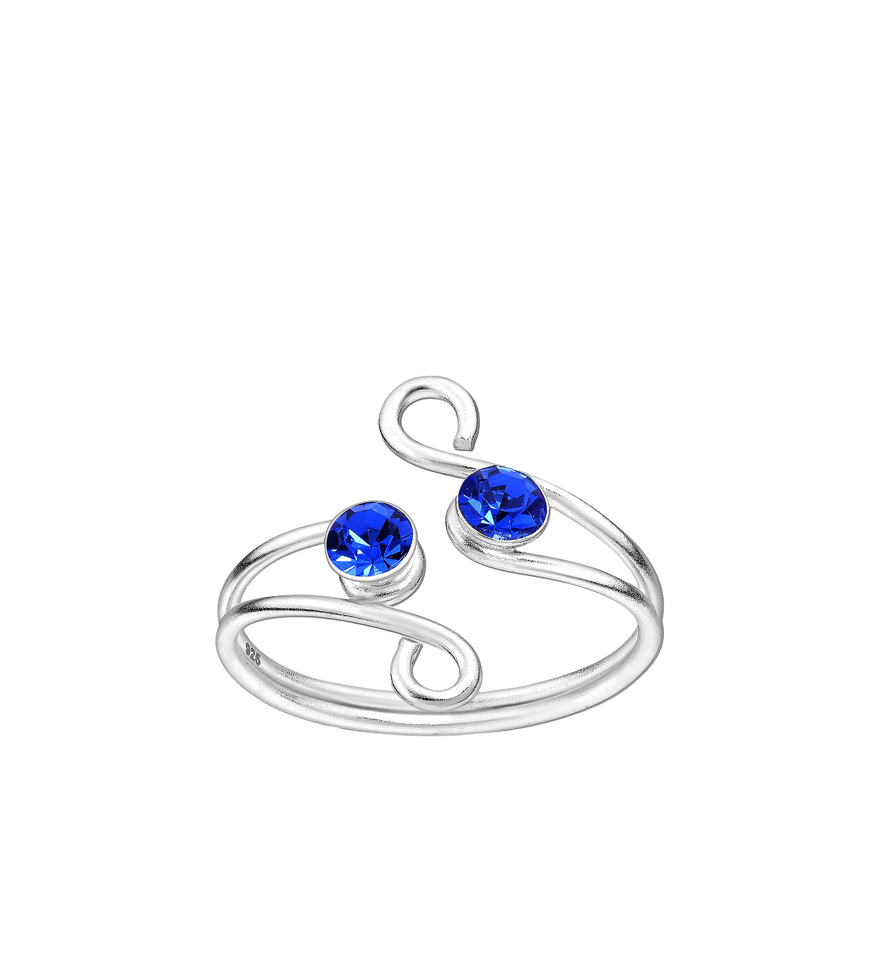 (Crystal Glass) Toe Ring - .925 Silver #1005
