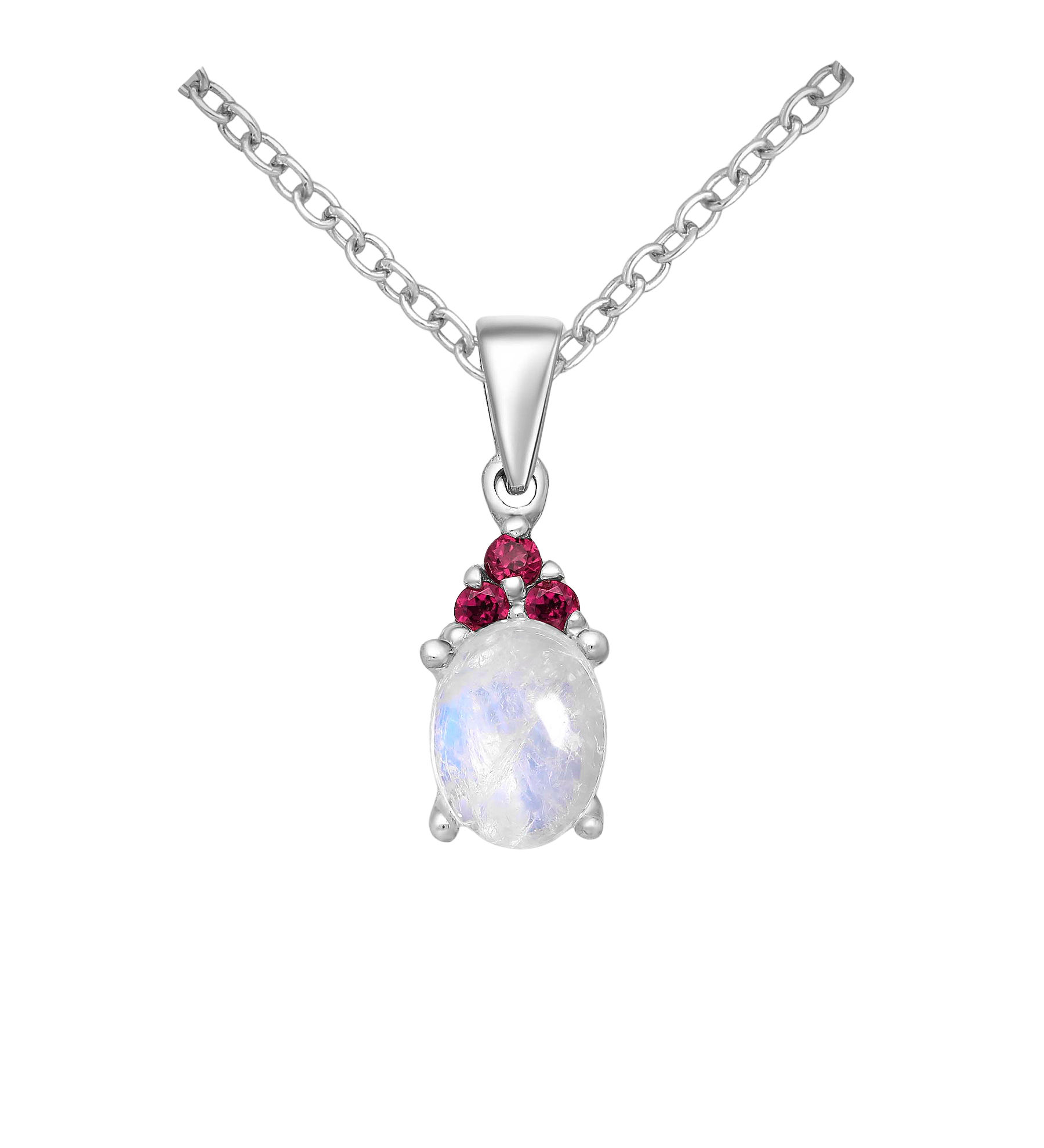 Pendant #764 -Rhodolite, Rainbow Moonstone