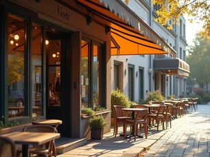 A popular café near campus welcoming students with outdoor seating