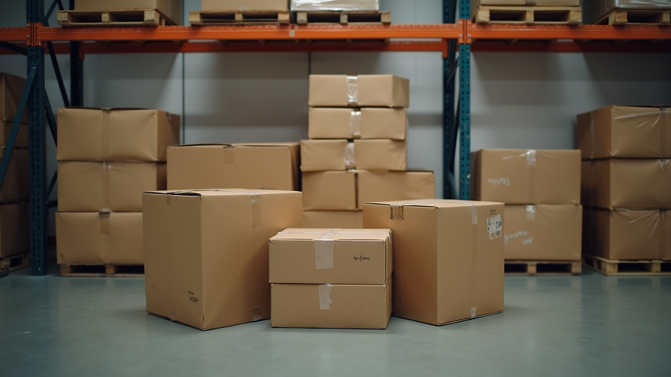 High angle view of a storage facility with neatly stacked boxes