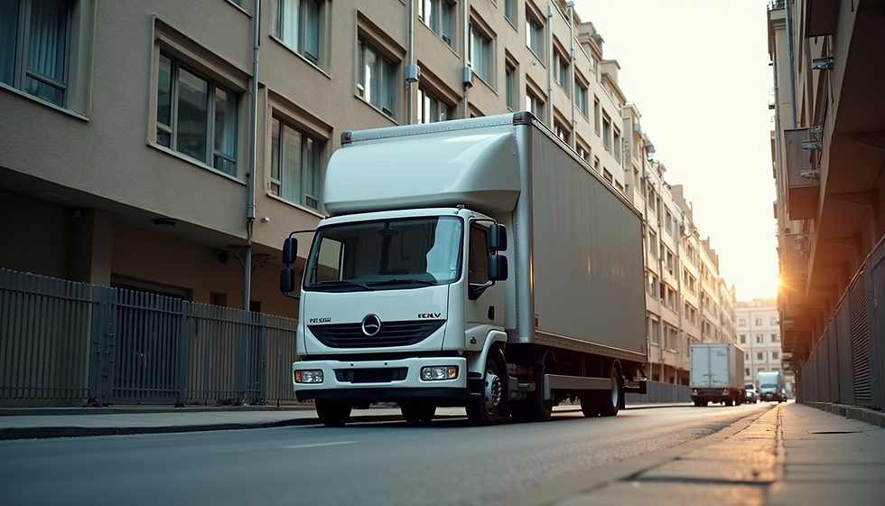 Moving truck parked