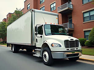 CampusHaul moving truck outside a Virginia Tech apartment