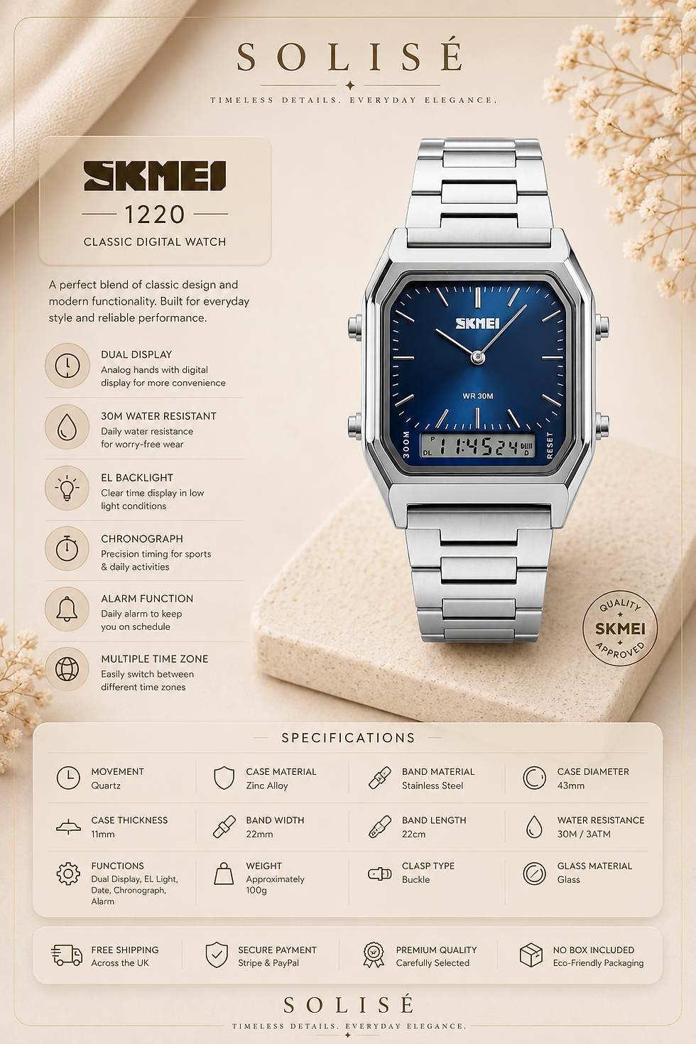 Thumbnail: SKMEI 1220 Vintage Digital Watch