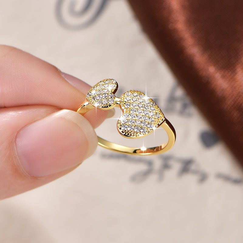Thumbnail: Double Heart Ring