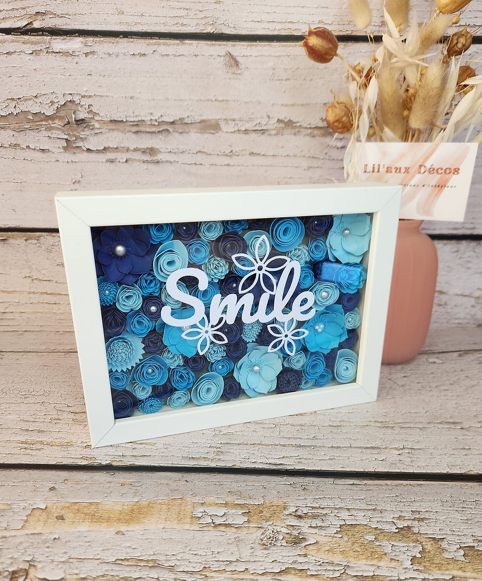 Miniature : Cadre fleurs en papier "Smile" Bleu