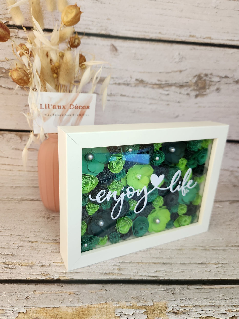 Miniature : Cadre fleurs en papier "Enjoy Life"Vert