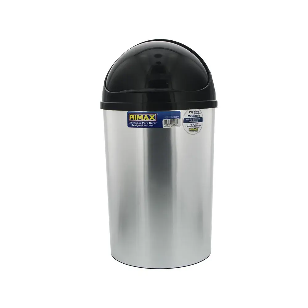 Papelera tapa movil aparencia metalica Rimax