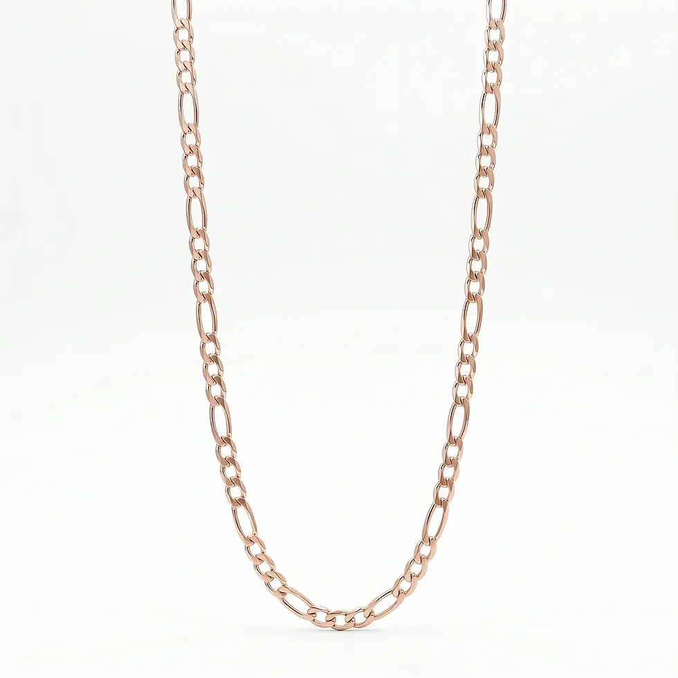 Küçük resim: Beyaz fonda yansımalı, papağan klipsli 3.80 mm rose gold kaplama gümüş figaro zincir kadın kolye.
