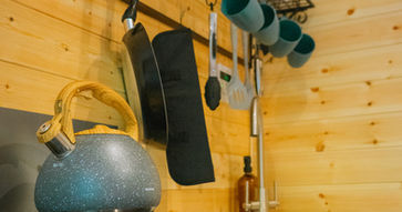 Glamping pod kitchenette | Luxury camping | Near Rhyl