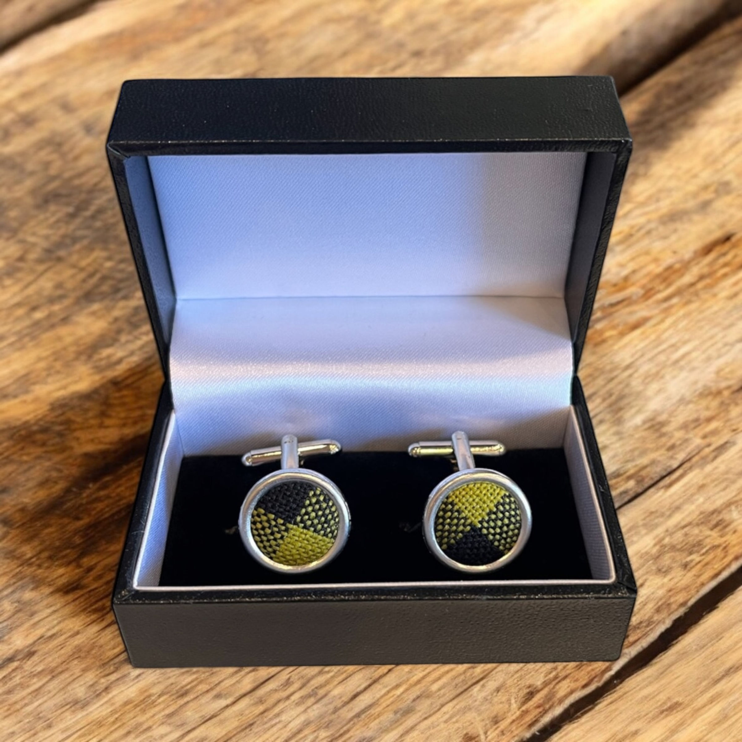 Cornish Black and Gold Tartan Cufflinks