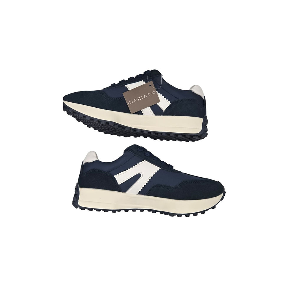 Thumbnail: Cipriata L645C Navy & White Side-Zip Comfort Trainers – Women’s Casual Sneakers