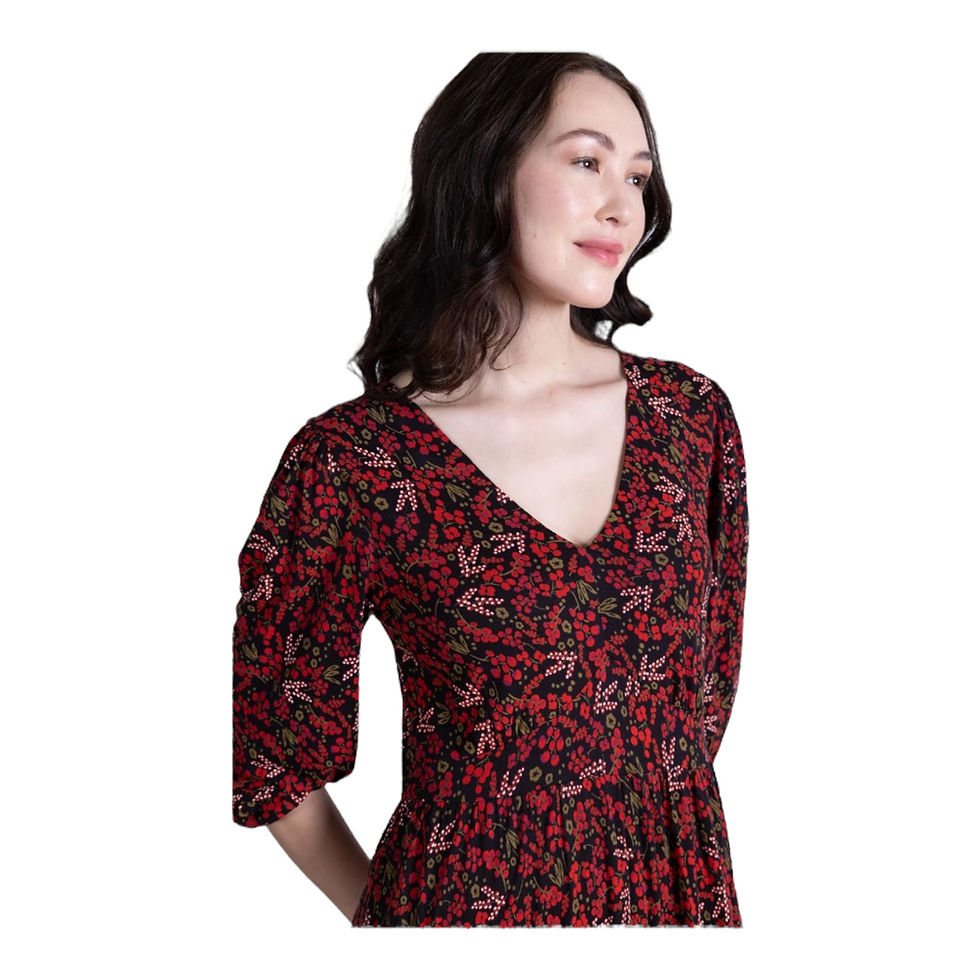Thumbnail: Puff-Sleeve Maxi Dress – Red (Size 8)