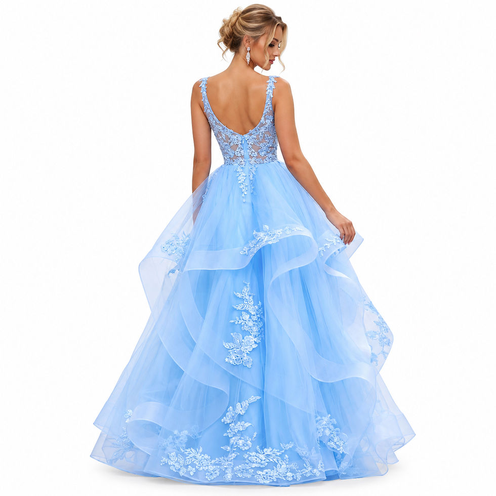 Thumbnail: Ismerie – Ice Blue Tulle Prom Dress