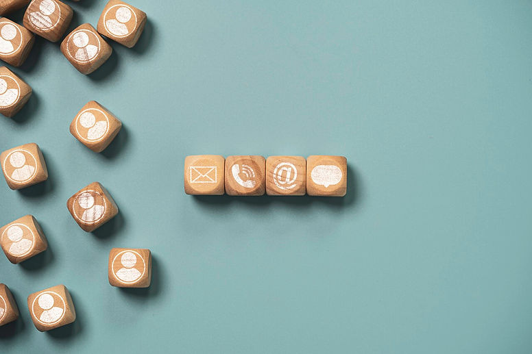 customer-service-business-contact-concept-wooden-cube-block-which-print-screen-letter-tele