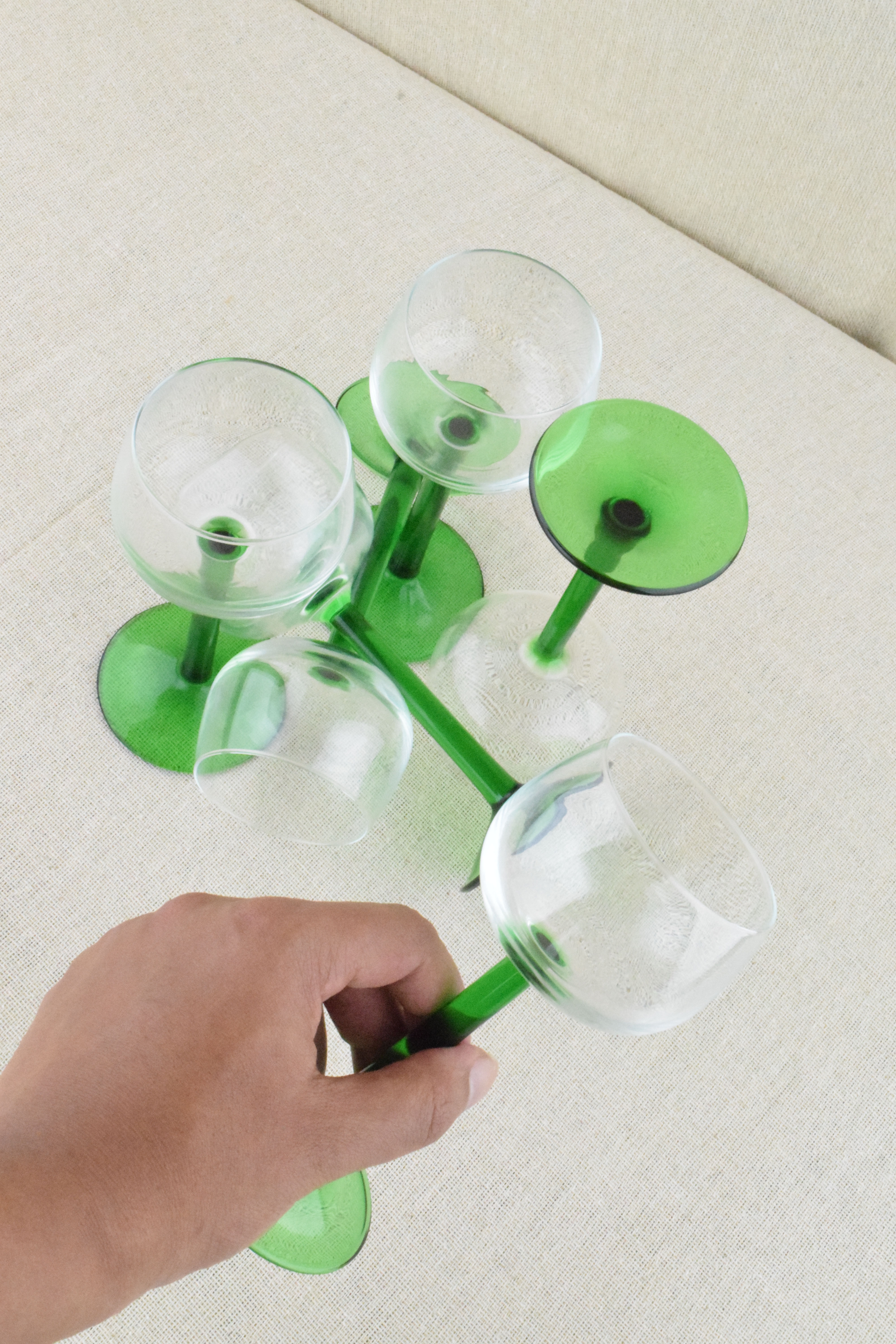 Luminarc Green Stemmed Glasses