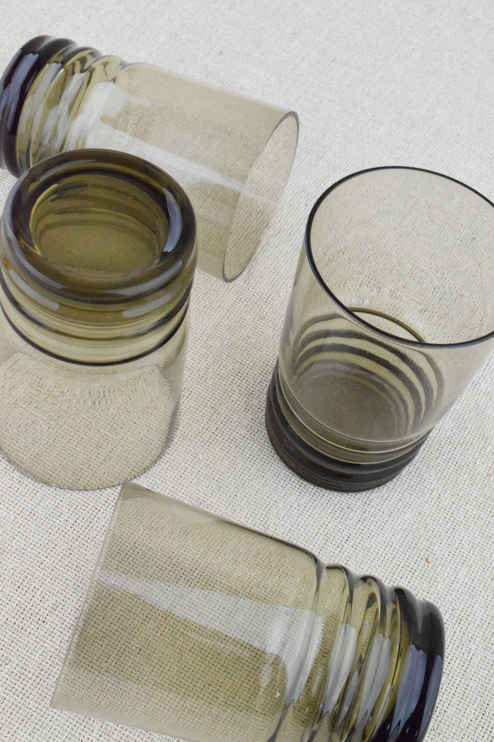 Ribbed Smoked Glass Water Glasses