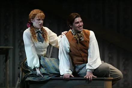Jo March (Jennifer Dudley) and Benjamin Bunsold (Laurie). Photo by Ellen Appel.