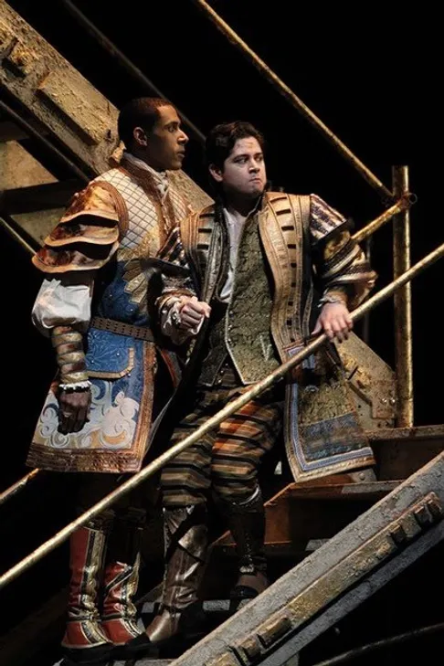 Donovan Singletary and Jose Alvarez in 'Julius Caesar.' Photo by Ellen Appel.