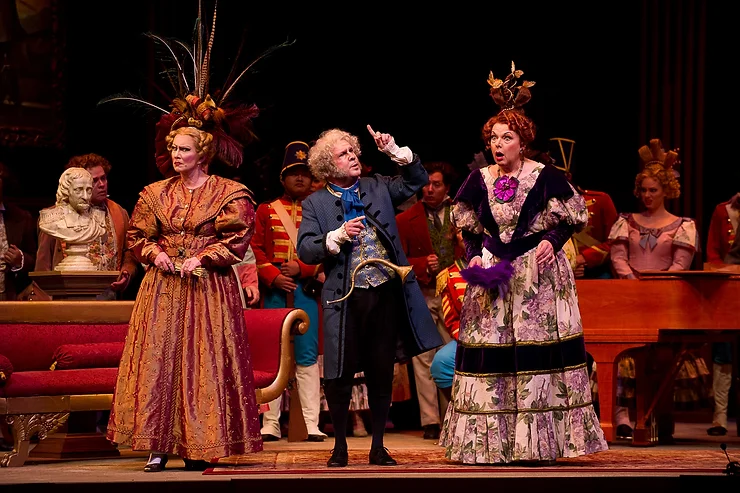 Duchesse de Krakenthorp (J.R. Labbe), Hortensius (Darren K. Woods), and Joyce Castle (Marquise de Birkenfeld); photo by Ellen Appel.