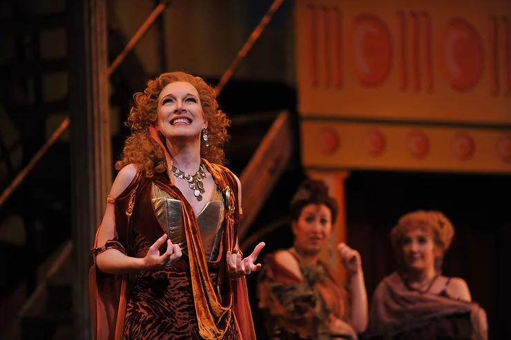 Soprano Ava Pine as the jealous lover and staunch pacifist Lysia in FWO's 2012 production of 'Lysistrata'; photo by Ellen Appel.