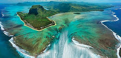 An aerial view of the Morne mountain in Mauritius