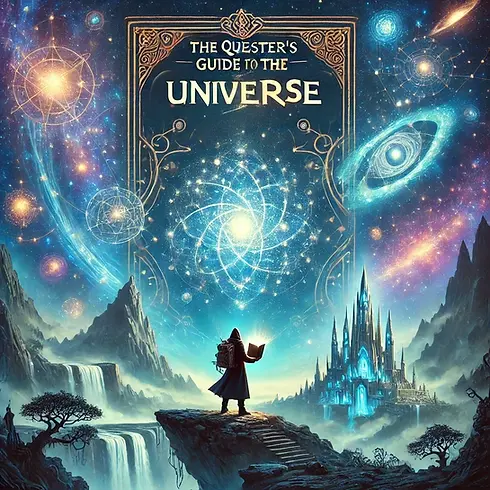 DALL·E 2024-12-09 10.43.56 - Cover art for a book titled 'The Quester's Guide to the Unive