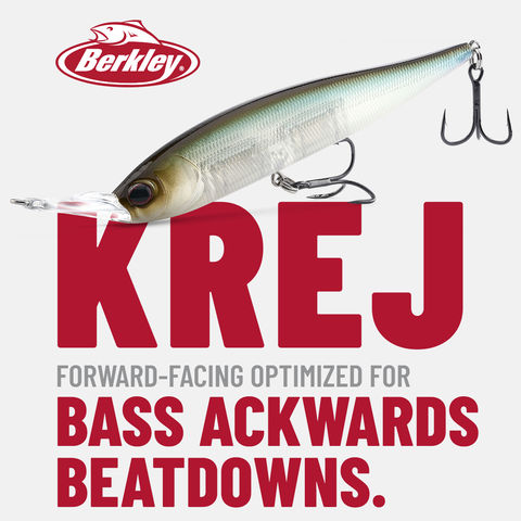 Krej Berkley bait featured for bass ackwards beatdowns.