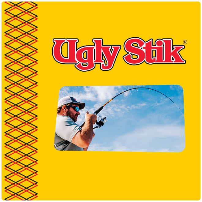 Ugly Stik logo with an angler reeling in a fish