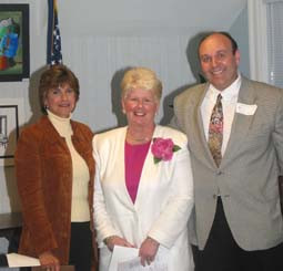 Parent Connection co-founder Dorrie Carolan was congratulated by NYS Program Services coordinator Roseanne Loring and Director Anthony Tozzi after Parent Connection was honored as a Gail Smith Award recipient.