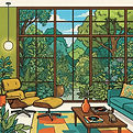 a mid century modern window. no palm tre
