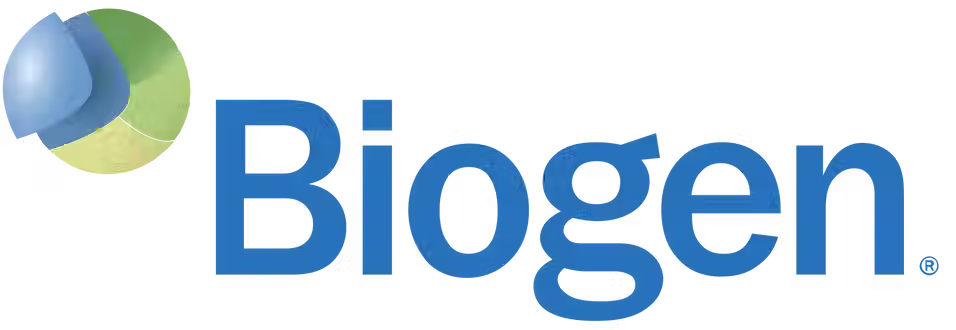 Biogen logo supporting healthcare and neurological research