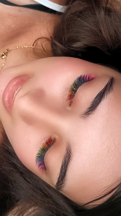 volume lashes coloured lashes rainbow lashes