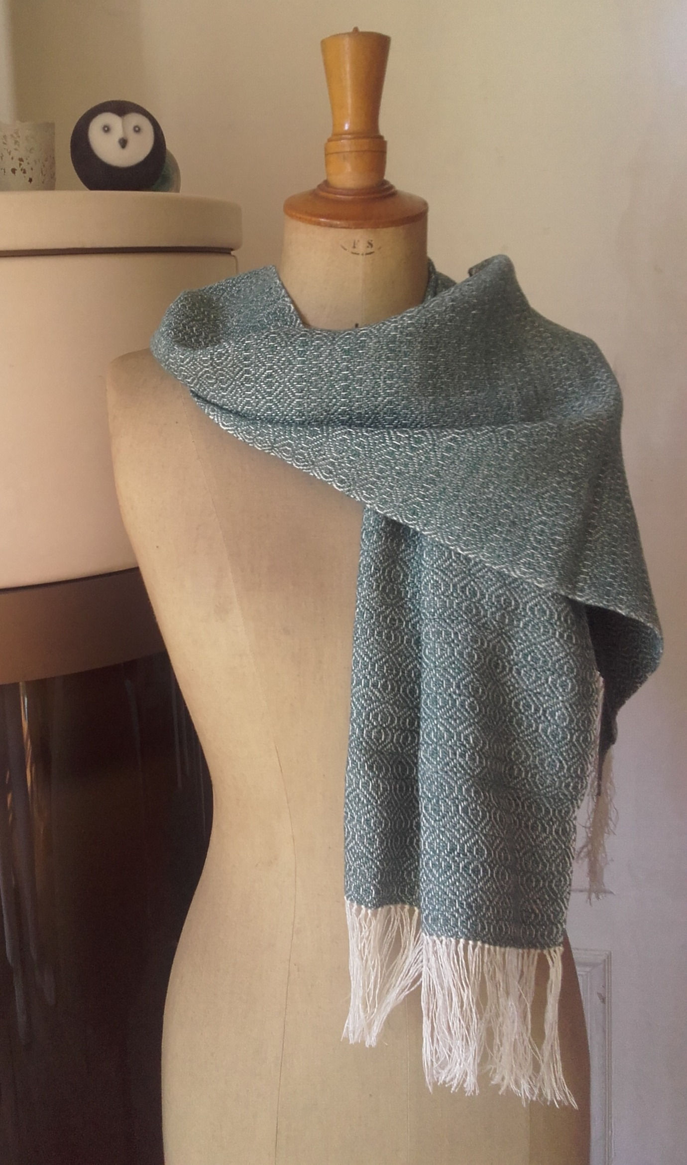 Echarpe en coton et lin verte