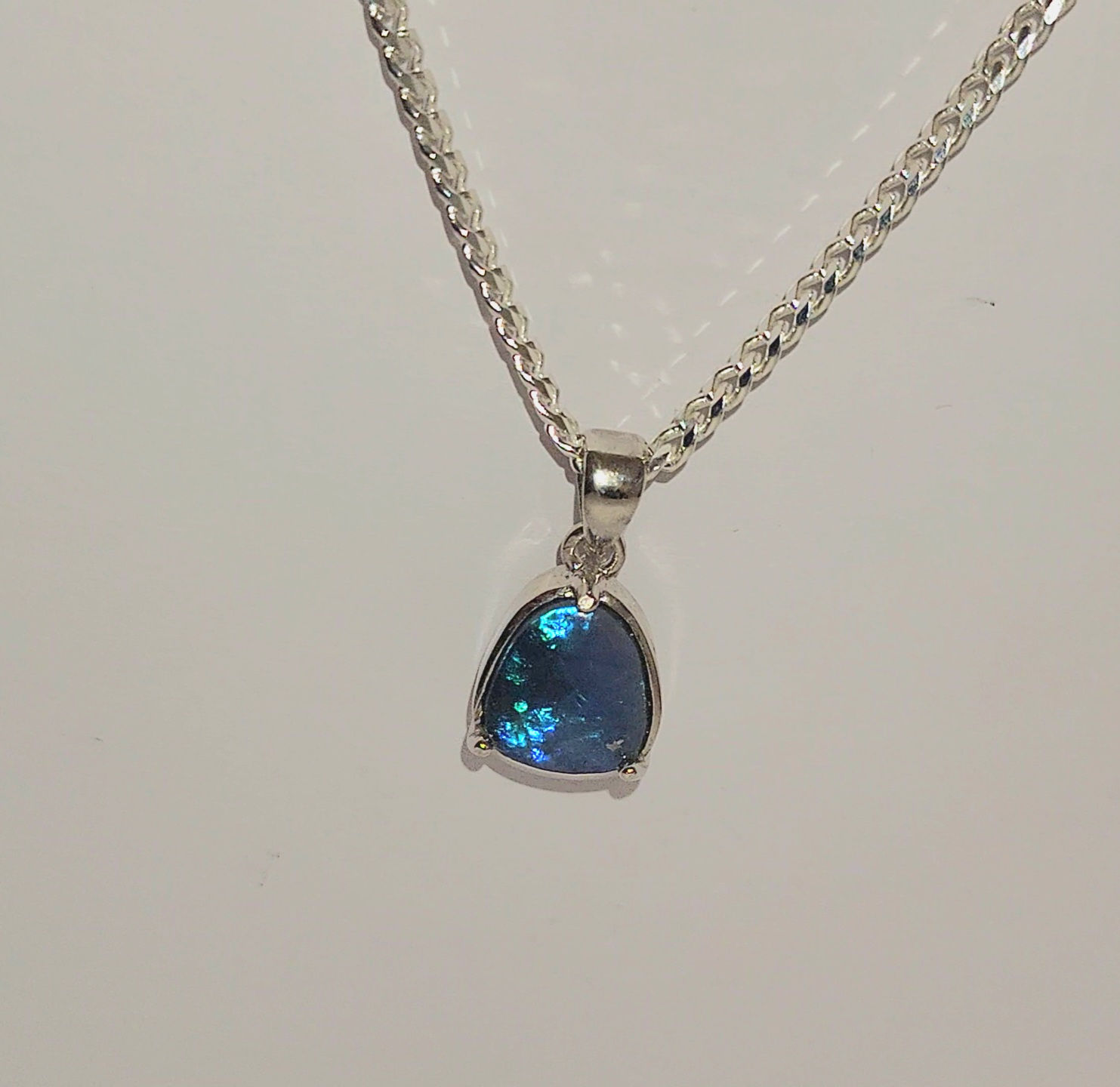 LR 2.37ct Black Opal Pendant Necklace