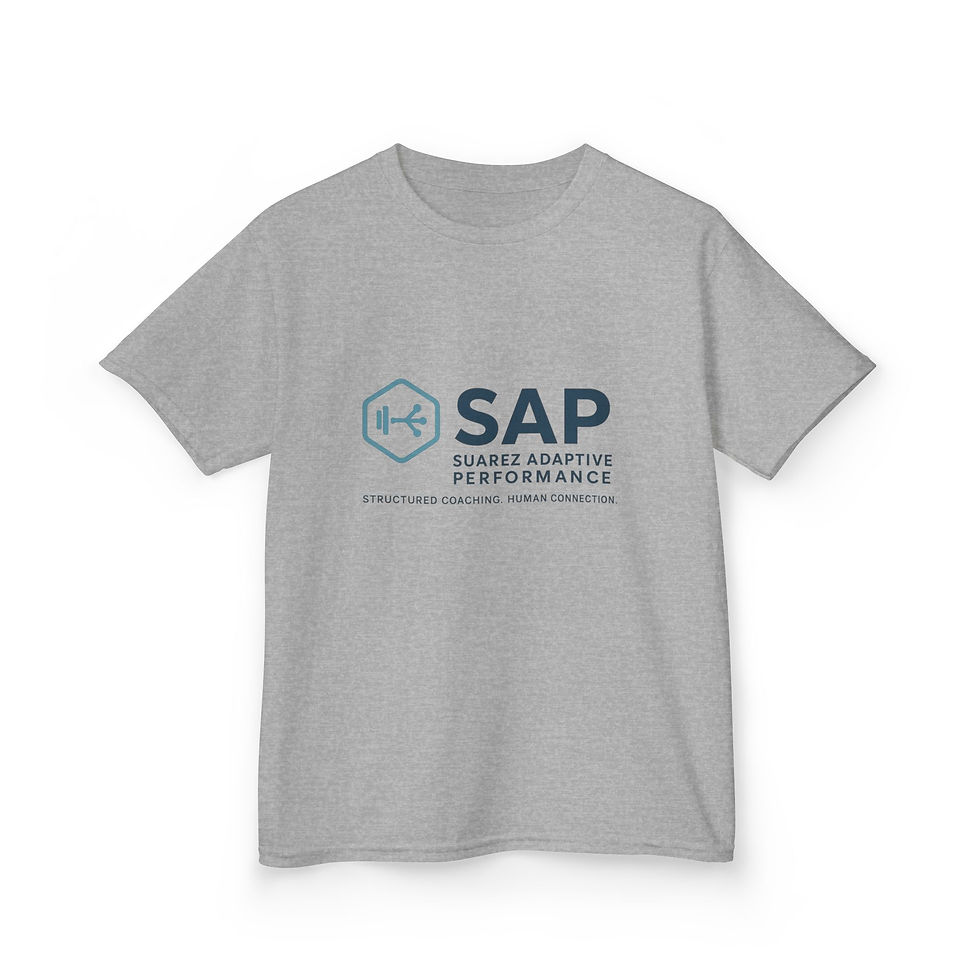 Thumbnail: Kids Tee — SAP (Suarez Adaptive Performance) Logo Youth Fitness Coaching Shirt