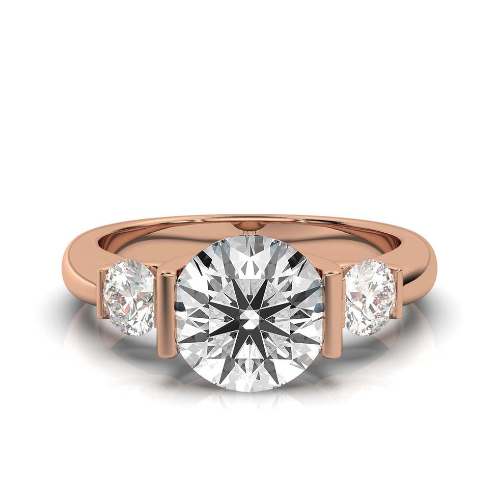 サムネイル： 14K Rose Gold Three Stone Trillion Lab Grown Diamond Ring