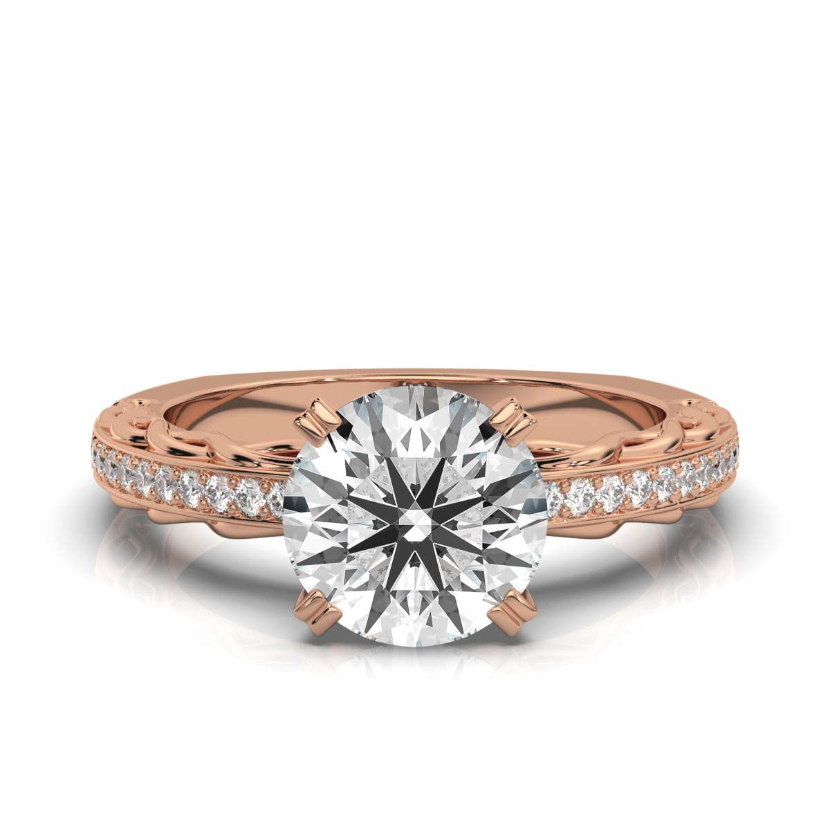 14K Rose Gold Solitaire Lab Grown Diamond Ring